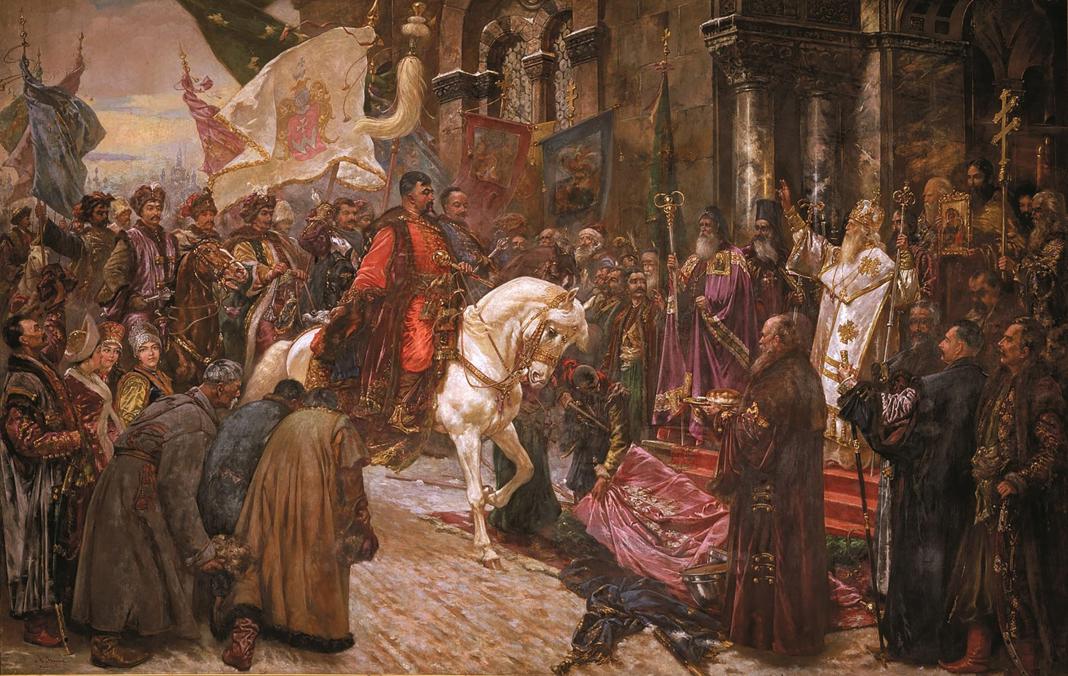 Въезд Богдана Хмельницкого в Киев в 1649.  Картина Николая Ивасюка, 1892-1932