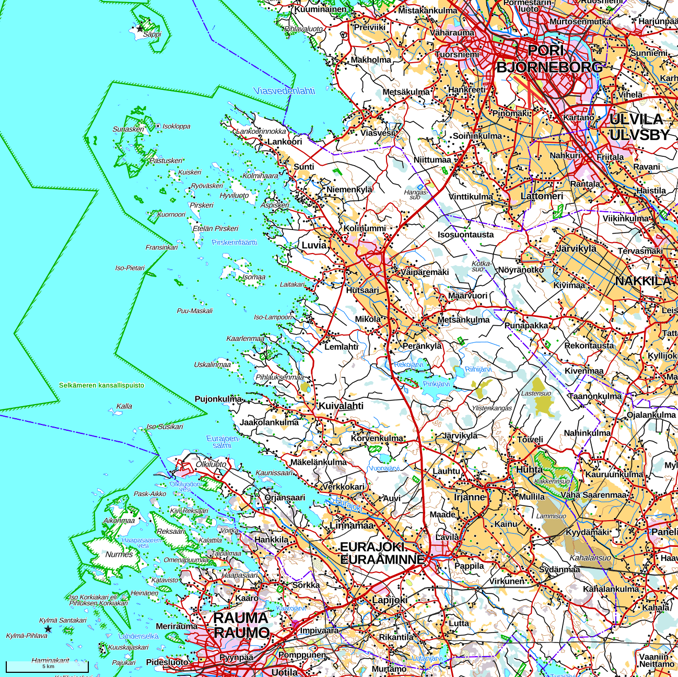 Карта Эурайоки — как видите, и Пори, и Раума влезли
