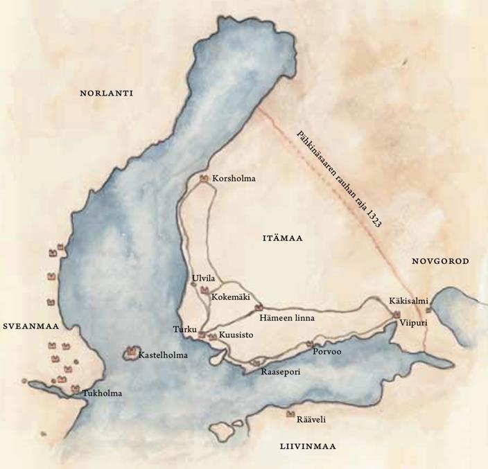 Средневековые дороги Финляндии. Иллюстрация из книги Matkaopas keskiajan Suomeen