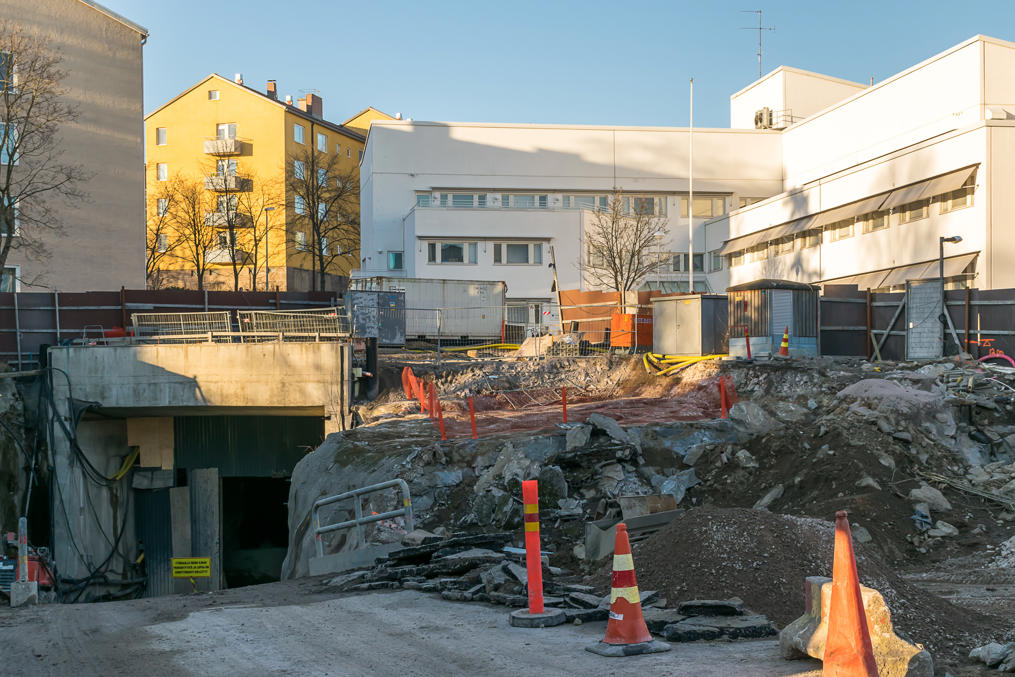 Строительство Западного метро в Лауттасаари в Хельсинки в 2016 году
