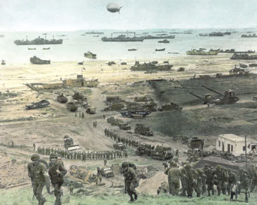 В первый день высадки в Нормандии на континент высадилось боле 130 тыс. человек, а в течение первой недели — более 300 тыс. Союзники стремились максимально быстро высадить свои наиболее сильные подразделения, чтобы иметь максимальные шансы против ответного удара немцев.