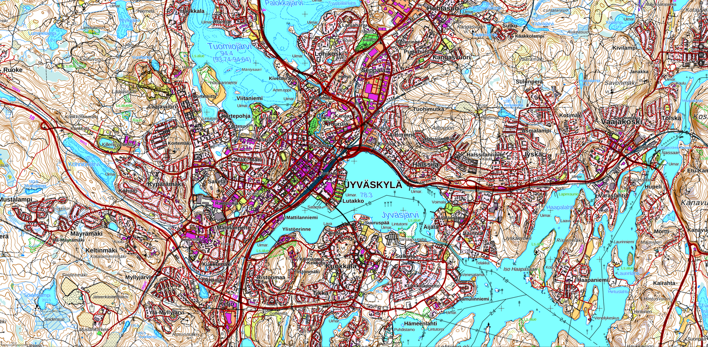 Часть топографической карты Ювяскюля
