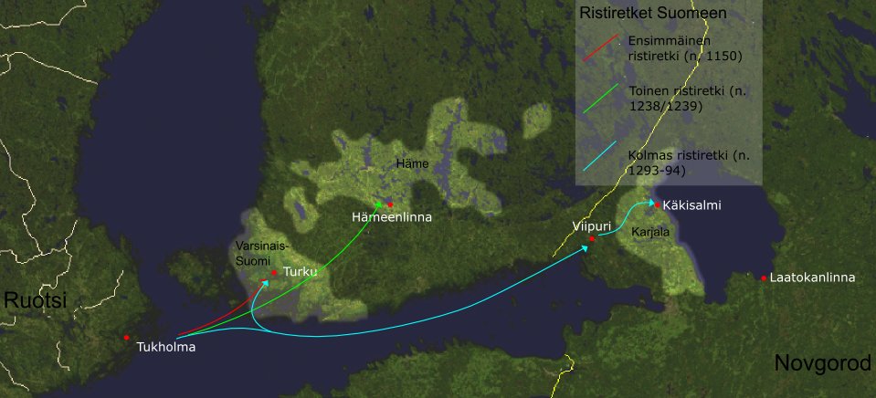 Шведские крестовые походы на Финляндию. Карта из вики