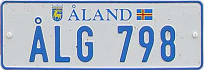 Аландские автомобильные номера. Фото из вики