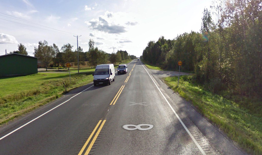 Google Street View, трасса 8, участок Вааса–Коккола