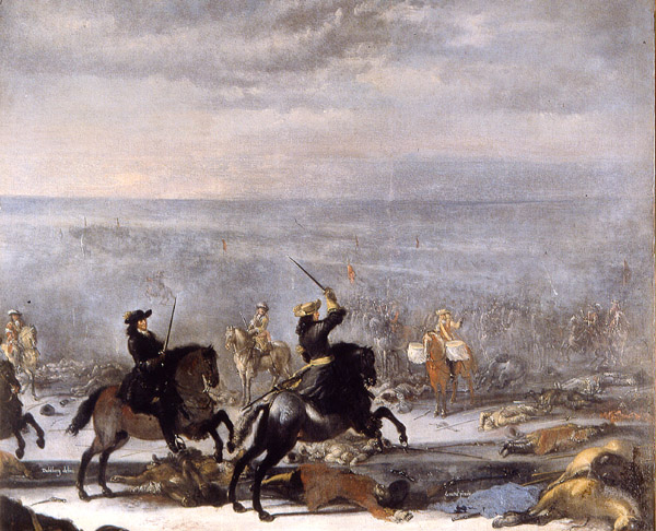 Карл XI в Лундской битве.  Картина Иоганна Филиппа Лемке, 1684