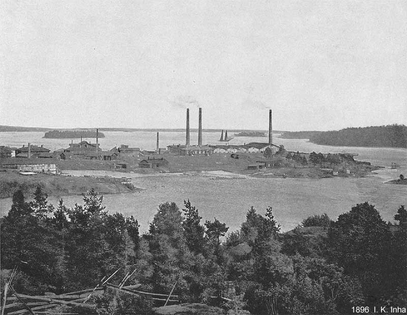 Завод в 1896, фото знаменитого фотографа И. К. Инха.  Источник: https://www.porssitieto.fi/poistuneet/taalintehdas.shtml