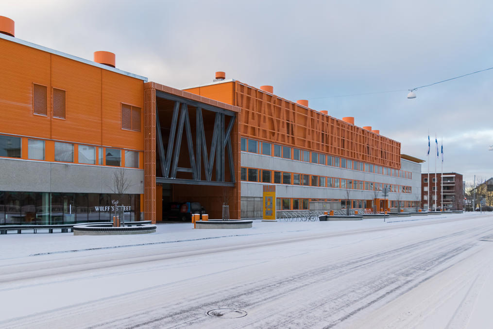 4. Улица Вольффинтие (Вольфова дорога — в честь судовладельца 19 в.), район Палосаари, университет VAMK (Ваасанский политехнический)