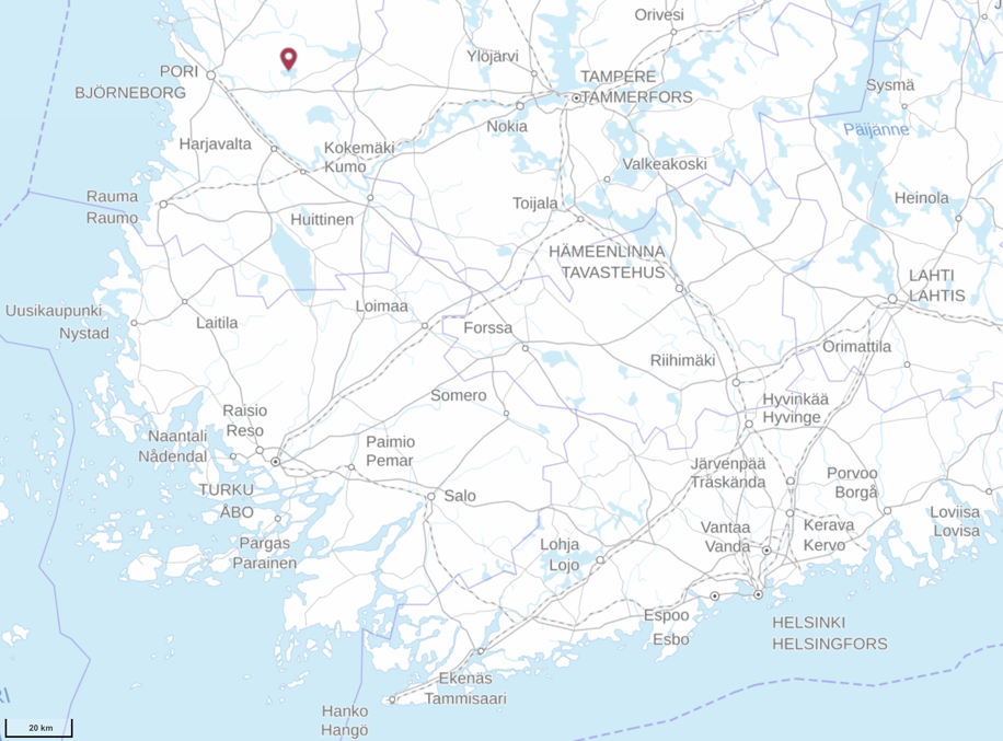 Озеро Йоутсиярви на карте страны